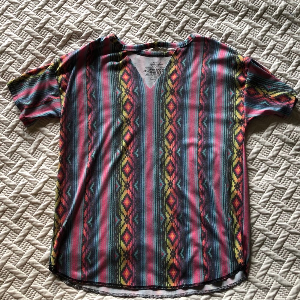 Serape Crazy Train V-Cut Out Shirt